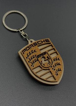 Брелок деревянный porsche. 5.5см