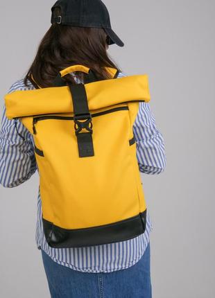 Жіночий яскравий рюкзак ролтоп rolltop жовтий колір1 фото