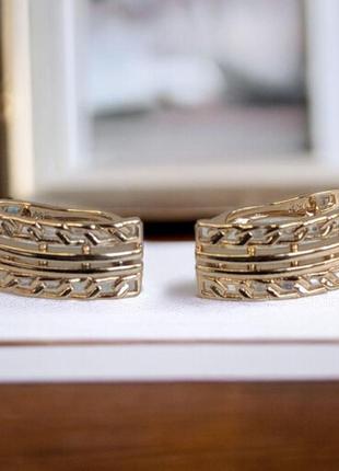 Сережки классические золотистие xuping, медицинское золото, ксюпинг 1.5 см