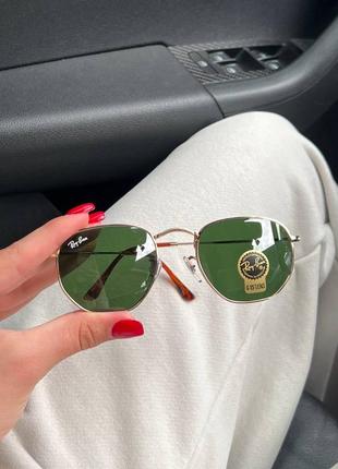 Жіночі металічні зелені сонцезахисні окуляри ray ban1 фото
