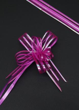 Красивый подарочный бант на затяжках для декора цвет розовый. 3х7 см1 фото