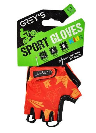 Велоперчатки детские grey's с короткими пальцами и гелевыми вставками, красно-черные (размер 5-6) gr18731