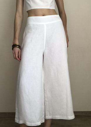 100% лен. натуральные белые шорты кюлоты бриджи женские на лето из льна хлопка aspiga