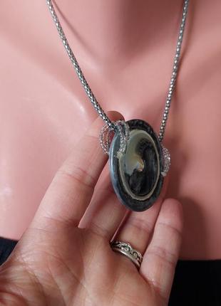 Подвеска🔹кулон из перламутра на металлической цепочке(диаметр кулона 4.8 см, длина цепочки 44