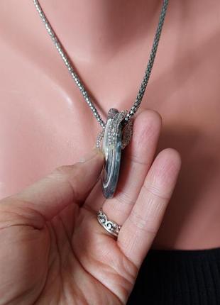 Подвеска🔹кулон из перламутра на металлической цепочке(диаметр кулона 4.8 см, длина цепочки 44