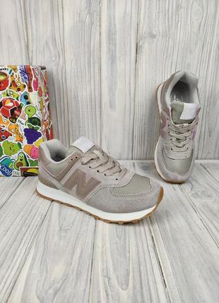 Кроссовки new balance 574 beige pink8 фото