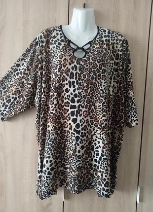 Красивая футболка большого размера с леопардовым принтом bigchik