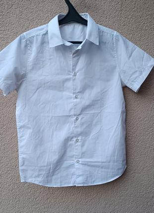 🔥 распродаж 🔥 белая рубашка на мальчика 12-13 р. короткий рукав