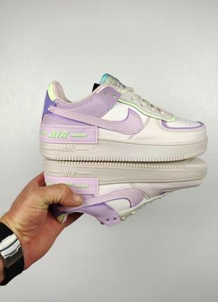 Кроссовки найк женские подростковые nike air force 1 shadow beige&purple 36-41