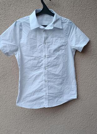 🔥 распродаж 🔥 фирменная белая рубашка для мальчика f&amp;f короткий рукав