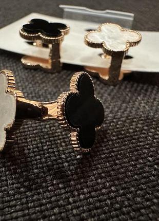 Двойные двусторонние серьги клевер в стиле ван клиф van cleef