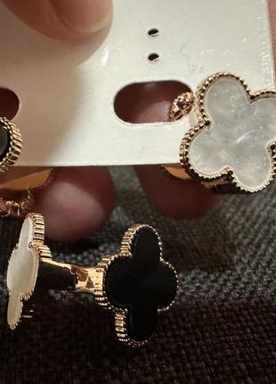 Двойные двусторонние серьги клевер в стиле ван клиф van cleef