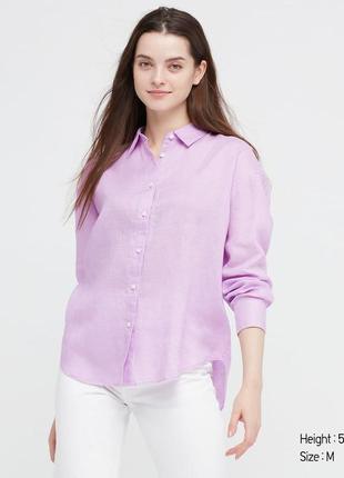 Льняная рубашка женская uniqlo