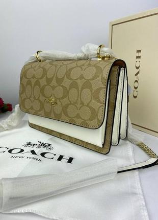 Сумка клатч premium  coach mini beige5 фото