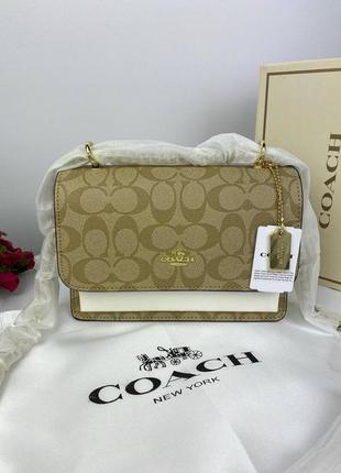 Сумка клатч premium  coach mini beige8 фото