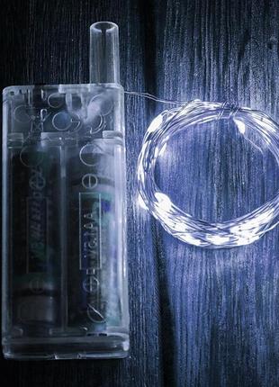 Гирлянда светлодиодная 3 метры 30 led ламп капля росы белая холодная