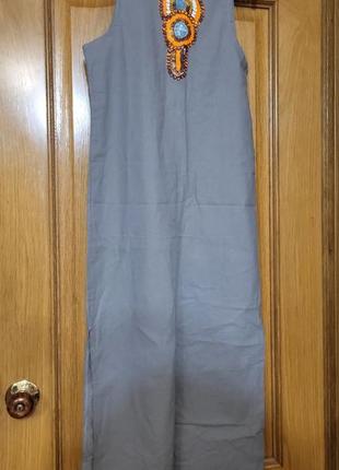 Довгий сарафан плаття етно бохо максі сукня літня з розпоркою з розрізом1 фото