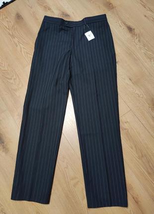 Штани брюки чоловічі чорні у смужку класичні зі стрілками прямі man, розмір m - l