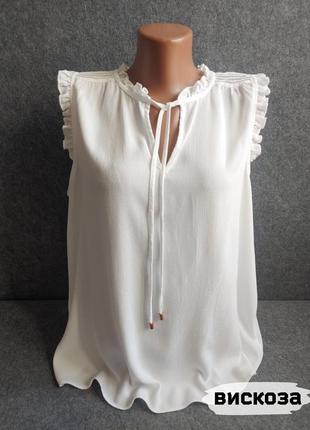 Ошатна біла блуза з віскози 50-52 розміру