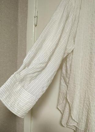 Zara новая! актуальная рубашка в полоску свободного кроя/вискоза с хлопком5 фото