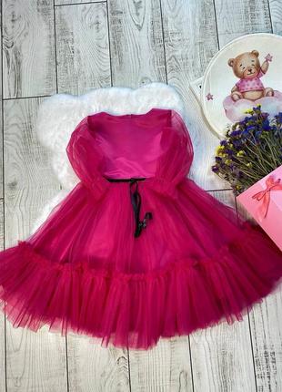 Платье праздничное розовое белое на выпускной 6-7 лет