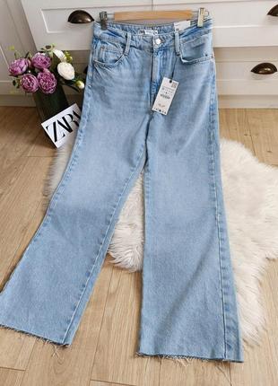 Прямые вареные джинсы straight high waist от zara, размер м