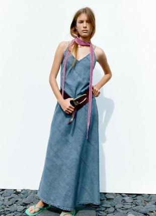 Джинсовое платье миди от zara, размер м