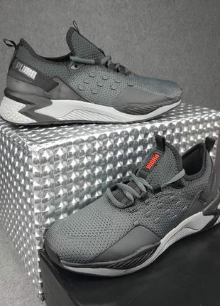 Кросівки puma ремінець ззаду темно сірі