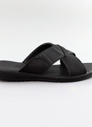 Шльопанці чоловічі шкіряні чорні 589121