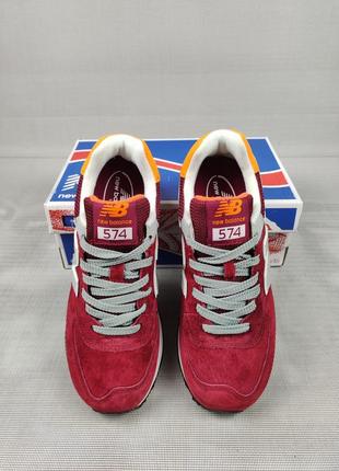 Кроссовки женские подростковые new balance 574 wine&orange2 фото