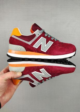 Кроссовки женские подростковые new balance 574 wine&orange9 фото