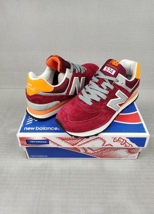 Кроссовки женские подростковые new balance 574 wine&orange3 фото