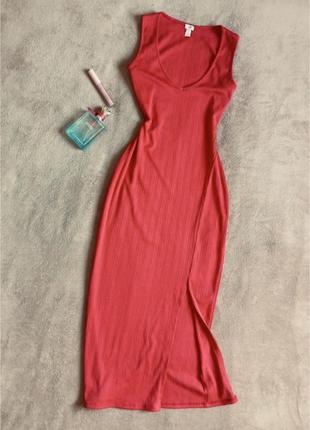 Красное платье сарафан с разрезом ♥️