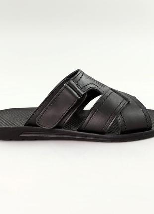 Шлепанцы мужские кожаные черные 589117