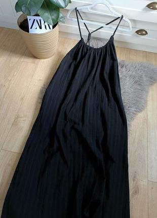 Довга сукня з плетеними бретельками від zara, розмір l