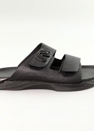 Шльопанці чоловічі шкіряні чорні 589132