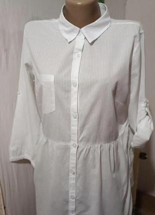 Белоснежная женская  удлиненная рубашка.
