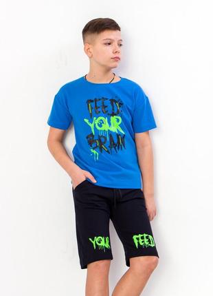 Літній комплект для хлопців підлітків, підлітковий костюм шорти бриджі і футболка двонитка