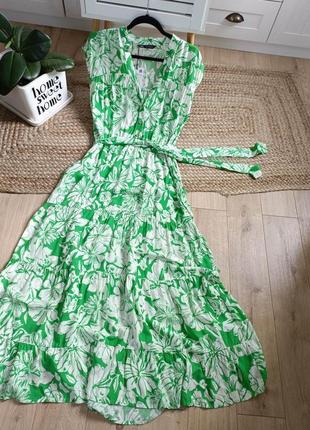 Красивое цветочное платье миди от zara, размер s*