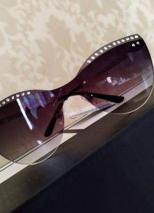 ♥️ очки безоправные к камнями солнцезащитные в ст jimmy choo окуляри кошачий глаз лисьи глазки