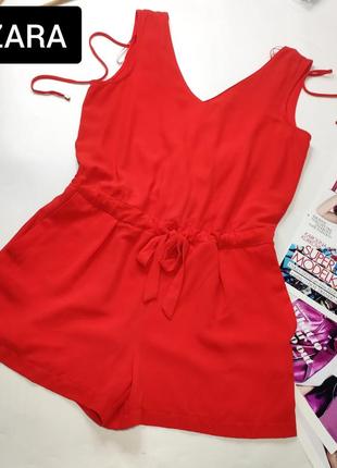 Комбінезон жіночий шортами червоного кольору від бренду zara m l
