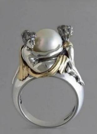 Кольцо кольцо оригинальный серебро стиль retro с жемчужиной