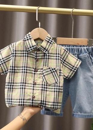 Детский летний костюм рубашка джинсовые шорты