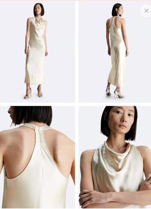 Calvin klein сукня халтер плаття міді сліл сатинова як шовкова