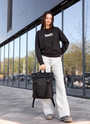 Женский рюкзак ролл sambag rolltop milton черный тканый