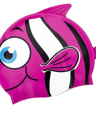Шапочка для плавання bestway 26025 «рибка», розмір s, (3+), обхват голови ≈ 48-52 см, (21 х 17, 5 см), рожева