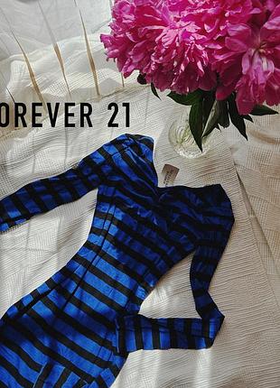 Платье натуральное темное в синюю полоску