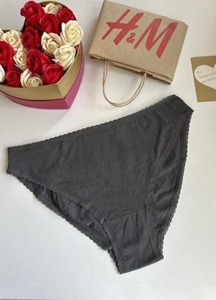 Новые хлопковые трусики с кружевом от h&amp;m 💙💛 сток