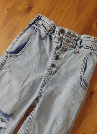 Джинсы серые варенки высокая посадка мом