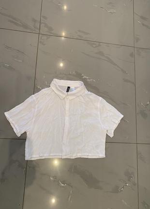 Рубашка белая укороченная h&amp;m